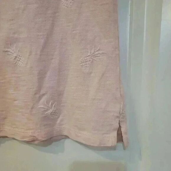 Talbots Women's Pale Pink Cotton Crew Neck Short Sleeve T-Shirt w Embroidered Wh - Picture 9 of 10